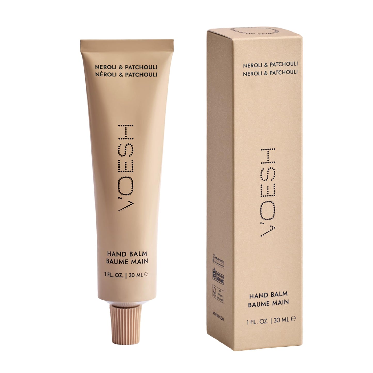 VOESH Vegan Hand Balm – K-Beauty Korean Skincare Hand Cream for Dry Hands – Non-Greasy Fast-Absorbing Moisturizer with Turmeric Mango Butter and Squalane – 1 oz Travel Size (Neroli & Patchouli)