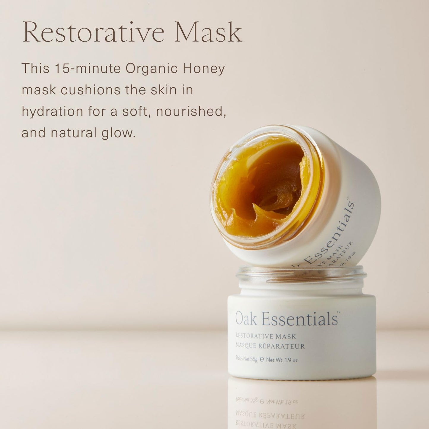 Oak Essentials Restorative Mask, Organic Honey Face Mask with Avocado Oil and Ylang Ylang Oil, Hydrating Skincare for Dry Skin, 1.9 Oz