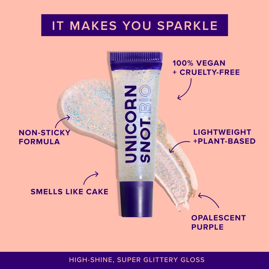 UNICORN SNOT Plant-Based Glitter Lip Gloss Gift Set | Sparkly and Shimmer Glitter Lips for Festivals, Raves, Anime Cosplay, Halloween Costume Makeup | Vegan & Cruelty Free 0.37 fl oz (3-Pack)