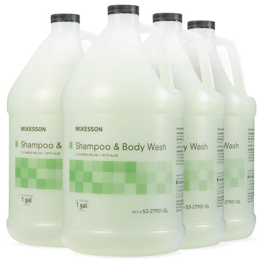 McKesson Body Wash and Shampoo - 1  Gallon Bulk Refill Full Body Wash with Aloe, Cucumber Melon Scent - Sensitive Skin & Hair 2‑in‑1