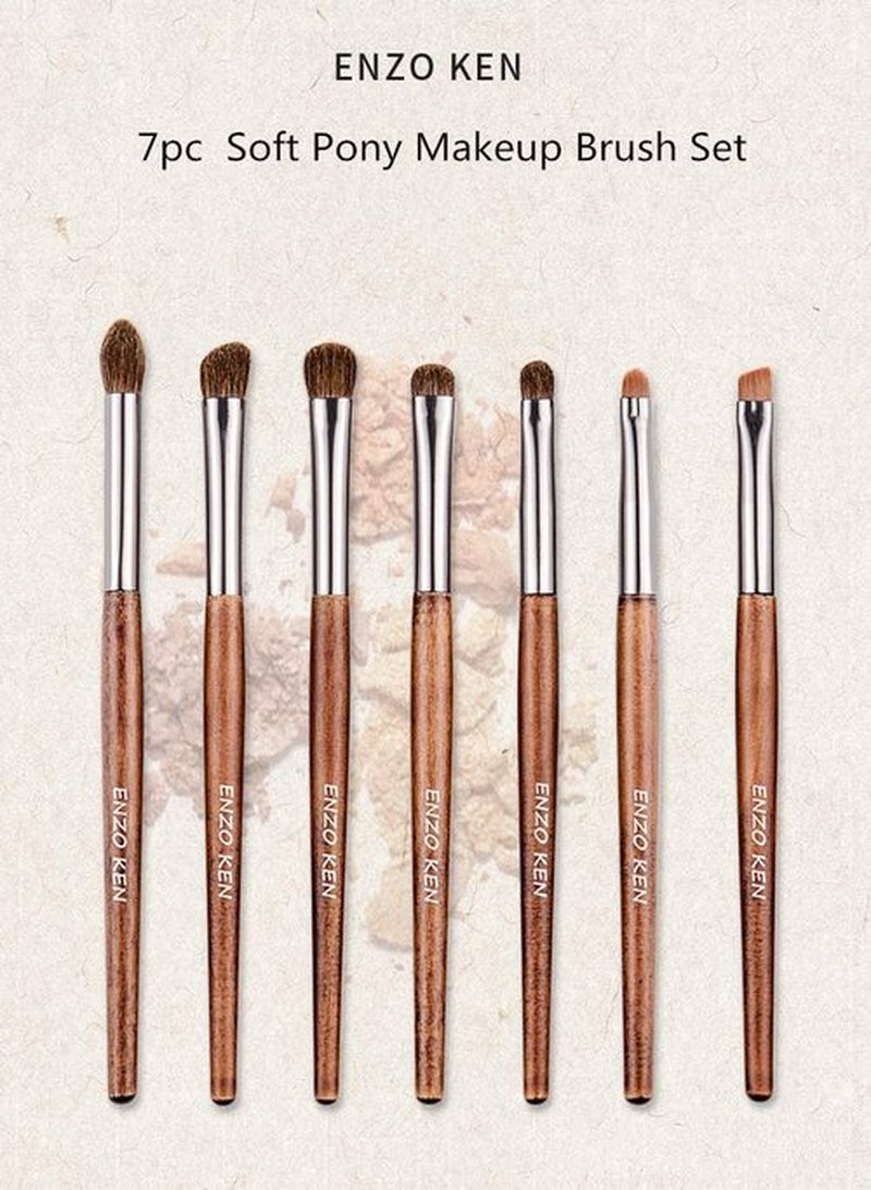 ENZO KEN Natural Pony Hair Eye Shadow Brush Set, Small Eyeshadow Brushes Set, Eye Makeup Brushes Set Professional, Small Nose Contour Brush, Angled Eyeshadow Brush, Eye Brush, Eyeshadow Blending Brush
