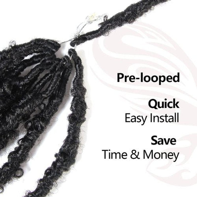 NISEYO NU Short Pre-looped Butterfly Locs Crochet Hair 12 Inch 8 Packs Light Weight & Soft Distressed Locs,2#(Off Black)