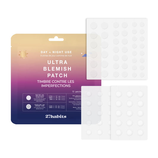 Blemish Patch Day & Night - Hydrocolloid Spot Patches for Face | 72 Invisible Clear Stickers, Tapered Edge