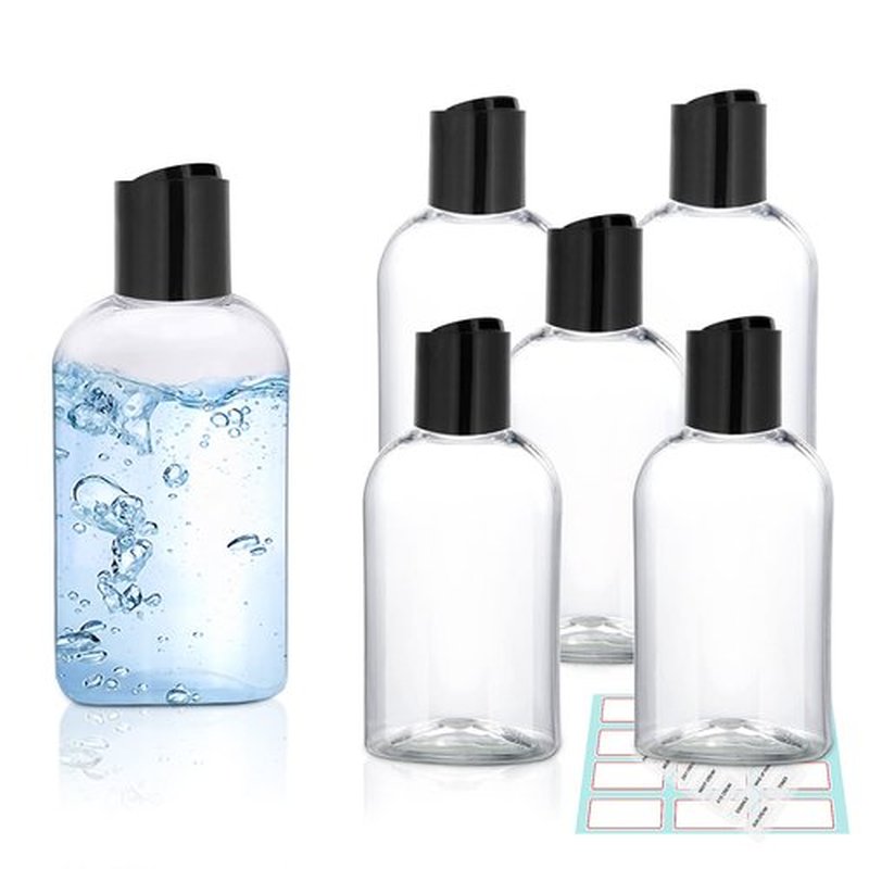 Kitchen GIMS Clear Plastic Travel Bottles for Toiletries Travel Shampoo Bottles with Disc Top Caps 6 Pack 3.4 oz Travel Bottles TSA Approved Travel Toiletry Containers for Shampoo, Conditioner