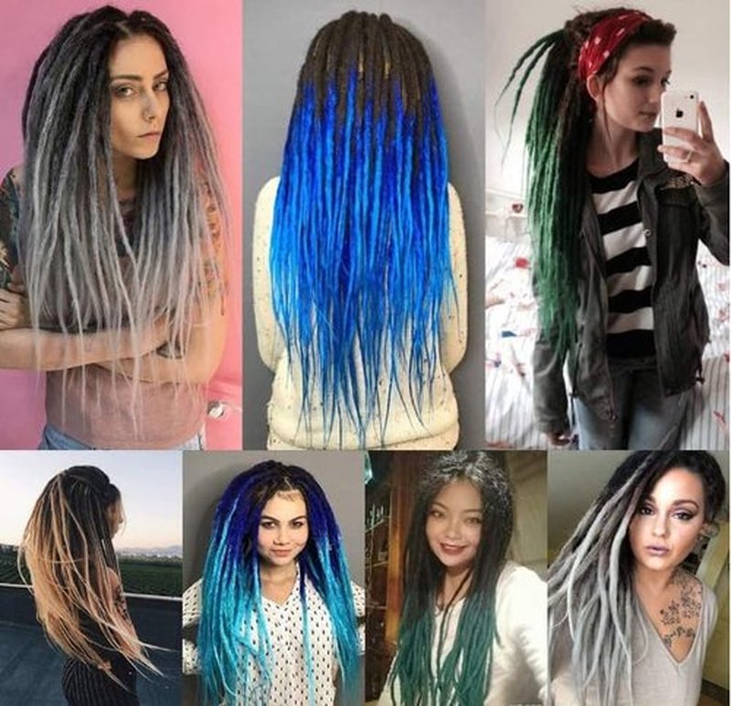 Double Ended Dreadlock Extensions 0.6CM Diameter Synthetic Hair 24Inch 30Strands Reggae Braids Hip-hop Style(Double Ended 30trands,LAVS)