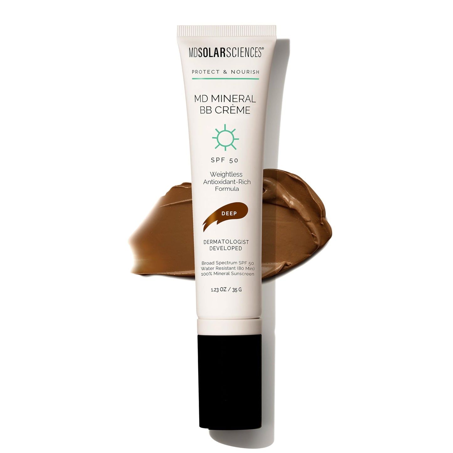 MDSolarSciences Mineral BB Crème SPF 50 | Hydrating Tinted Mineral Sunscreen | Niacinamide Caffeine & Squalane | Blurring Anti-Aging Formula | Deep | 1.23 Oz