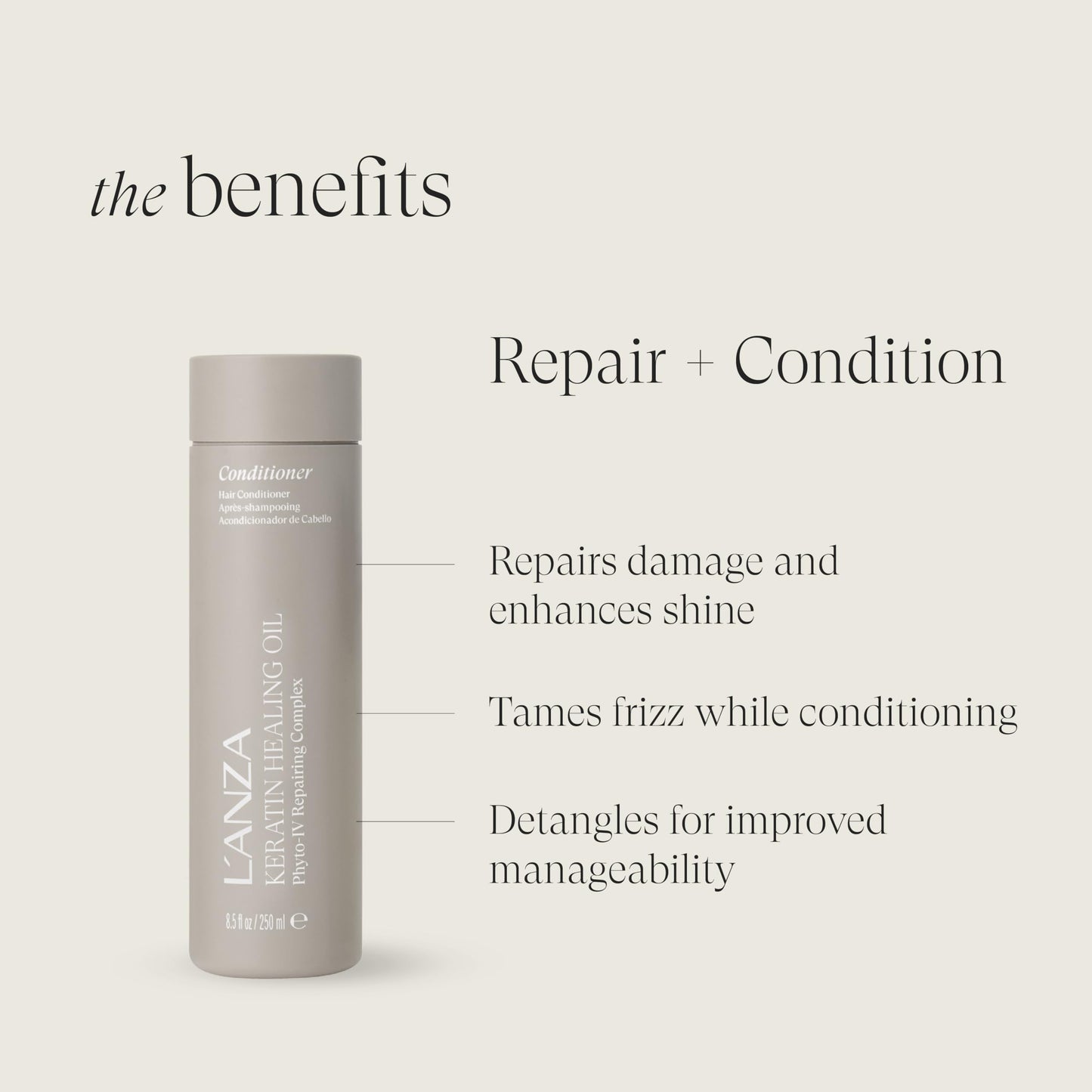 L'ANZA Keratin Healing Oil Shampoo & Conditioner Set, for Dry Damaged Hair, Moisturizing, Detangles, Reduces Breakage, Adds Shine, Anti-Frizz, Color Safe Anti-Humidity Strengthening Care, Haircare Kit