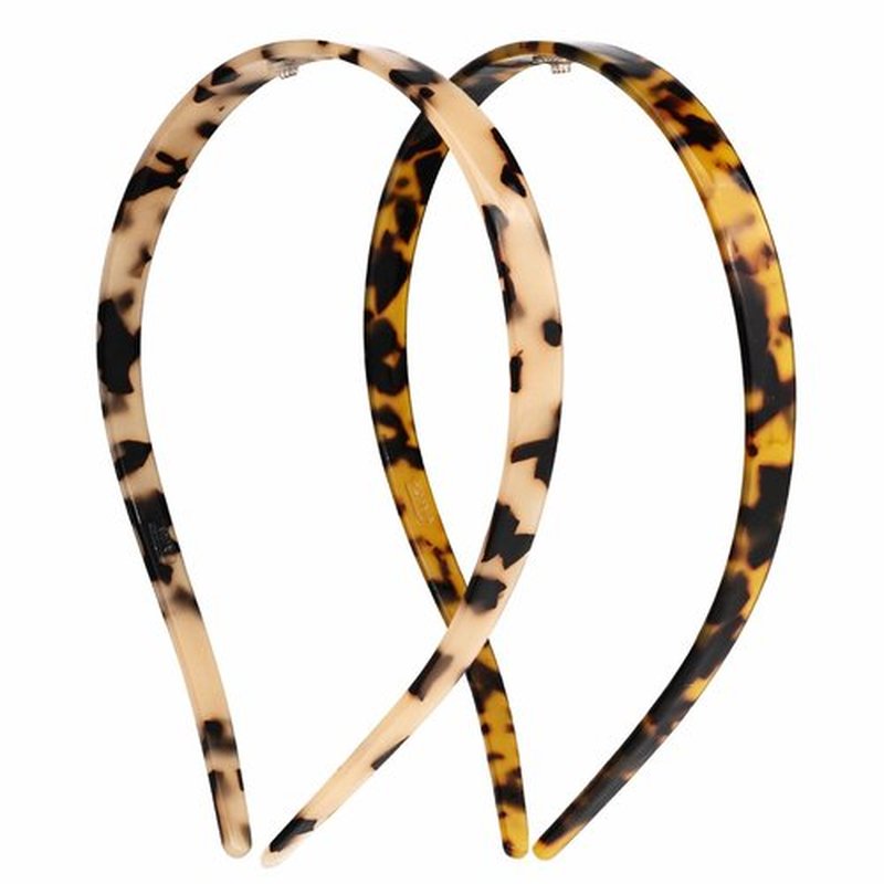 KOVOLITU 2 Pack Eyewear Headbands Comfortable Headbands for Women Acetic Acid Headband Designed for Eyewear Fashion Skinny Headbands(Tortoise,Amber)