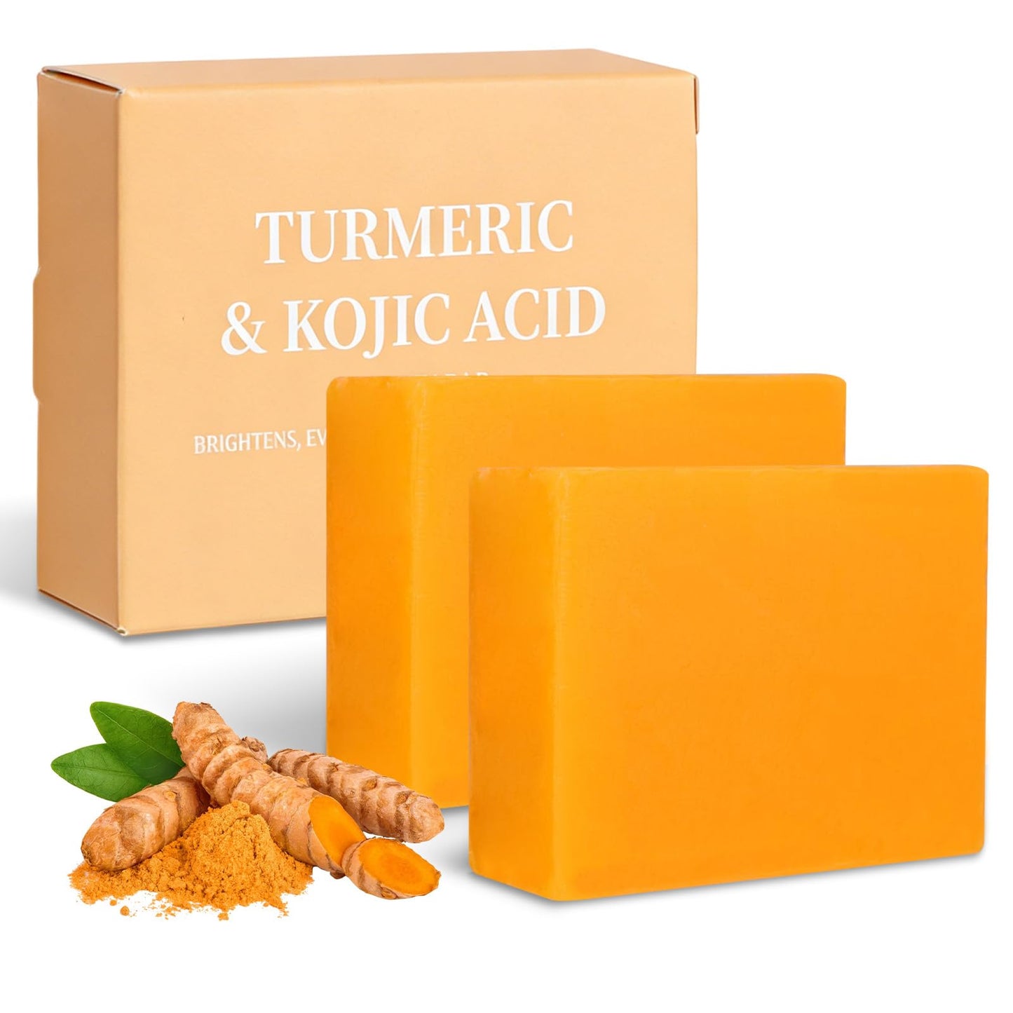 Turmeric and Kojic Acid Soap, Gentle Face & Body Cleanser with VC, Hyaluronic Acid & Shea Butter