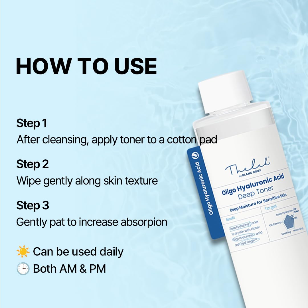 THE LAB by BLANC DOUX Oligo Hyaluronic Acid Deep Toner – Hydrating Toner for Sensitive Skin, pH Balance, Korean Skin Care, Alcohol-Free, Vegan Formula (16.91 Fl Oz)