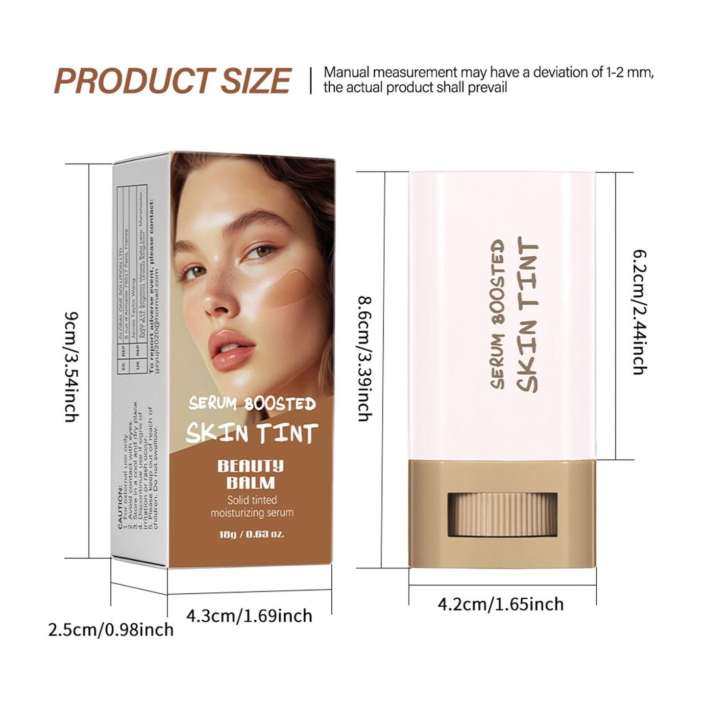 SWETIYOU Beauty Balm Serum Boosted Skin Tint, Foundation Makeup Stick Hydrating Tinted Moisturizer, Lightweight and Buildable Solid Tinted Hydrating Serum Foundation Contour Stick, Natural Finish