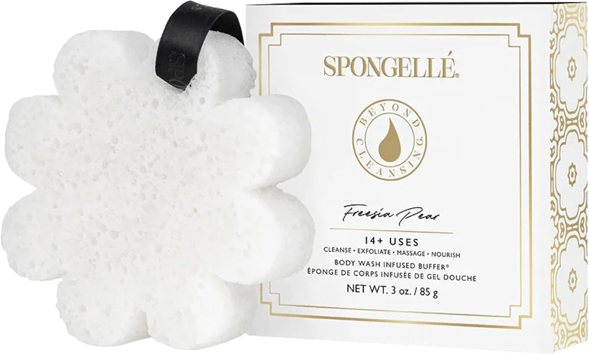 Spongellé Wild Flower Bath Sponge with Box Bundle, Mothers Day Gift | Coconut Verbena, Grapefruit Cassis, Freesia Pear | Built-in Body Wash & Body Scrubber, Shower Loofah Sponge for Women | 14+ uses