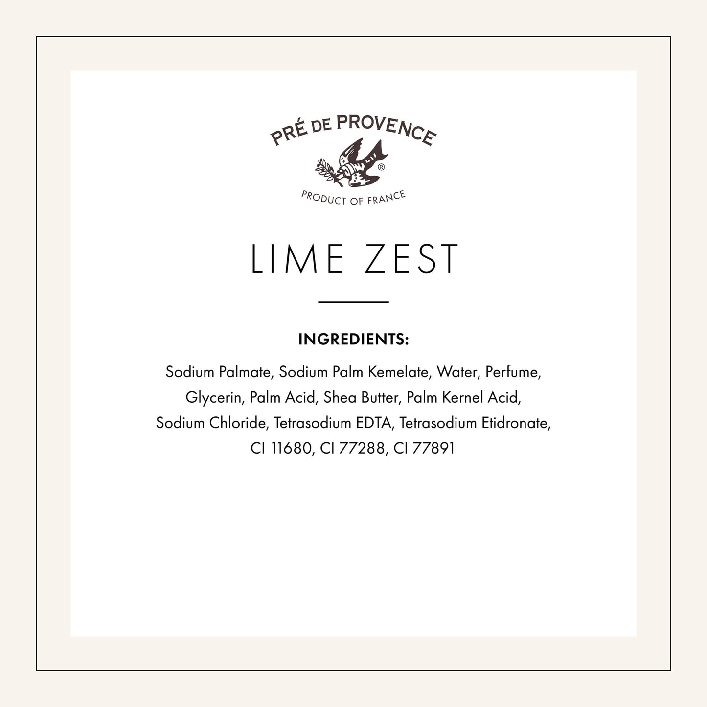 Pre de Provence Artisanal Soap Bar, Natural French Skincare, Enriched with Organic Shea Butter, Quad Milled for Rich, Smooth & Moisturizing Lather, Lime Zest, 5.3 Ounce