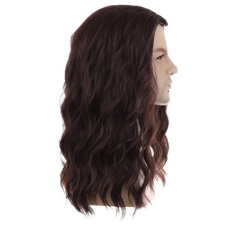 PATTNIUM Mens Brown Wig Long Wavy Brown Male Wig Shoulder Length Men Wig Brown Unisex Wig Heat Resistant Synthetic Hair Cosplay Party Costume Wig (Brown)