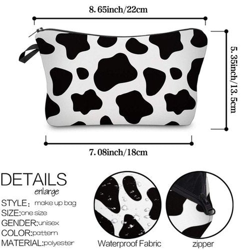 Deanfun Cosmetic Bag for Women Trendy Makeup Bags Organizer Travel Waterproof Toiletries Bag Accessories Cow Point Gifts (52558)