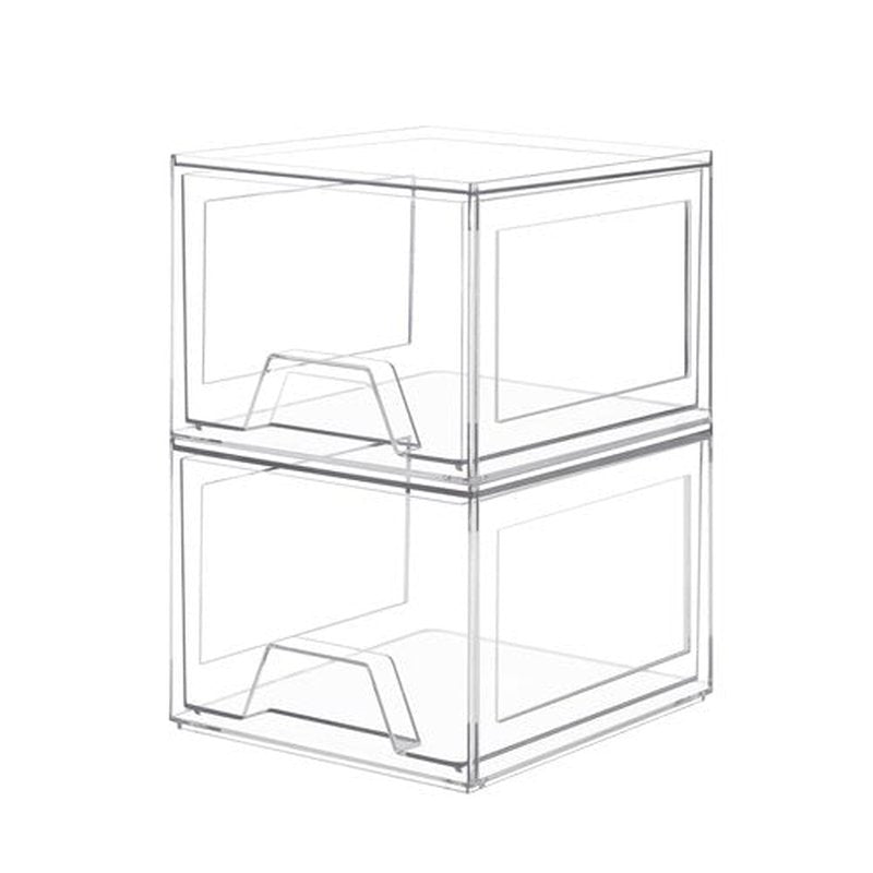 Damomo 2 Pack Stackable Organizer Drawers, Clear Bathroom Makeup Organizer and Storage, Acrylic Plastic Organizers Bins for Vanity, Undersink, Bathroom, Pantry, Kitchen Cabinets
