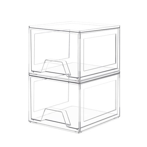 Damomo 2 Pack Stackable Organizer Drawers, Clear Bathroom Makeup Organizer and Storage, Acrylic Plastic Organizers Bins for Vanity, Undersink, Bathroom, Pantry, Kitchen Cabinets