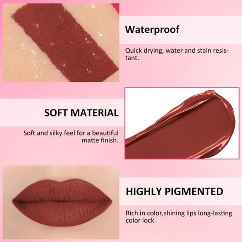 JUAAZIN Rose Purple Matte Liquid Lipstick, With Highly Pigmented and Rich Colors Lip Gloss, Long-Lasting Wear Non-Stick Cup Not Fade Waterproof Lipstick Makeup for Women(Rose Purple 17#)
