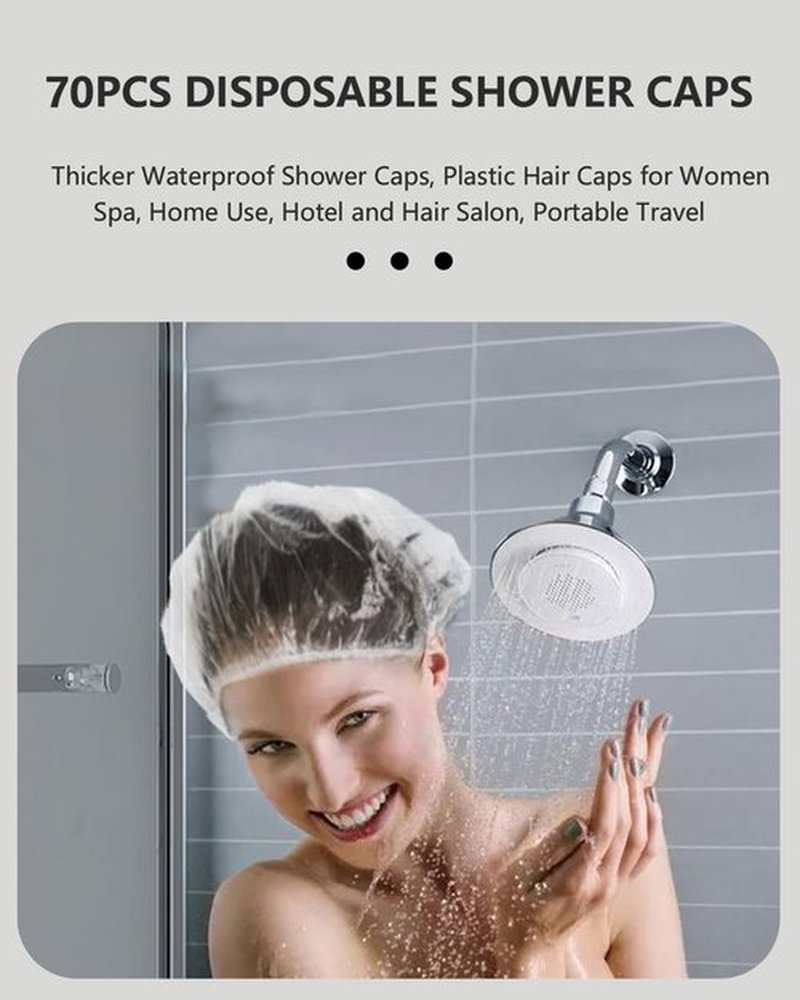 Years Calm 70PCS Disposable Shower Caps, Clear Shower Caps for Travel, large Plastic Hair Caps for Women, Home Use, Hotel (large Size 20.5") (70PCS)