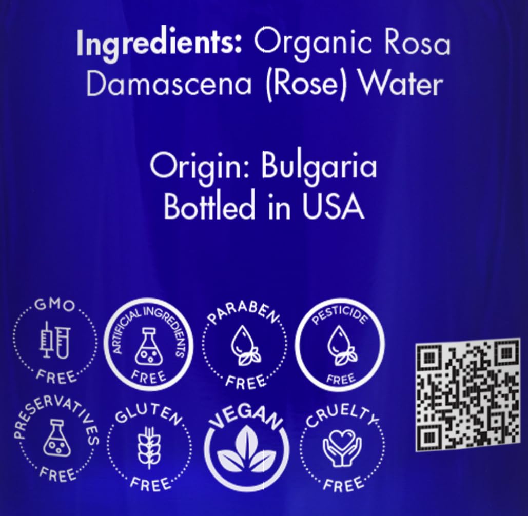 Organic, Rose Water, Spray for Face, Hyderating Toner – 100% Pure, Rose Water, by Zongle Therapeutics Grade, 4 Oz