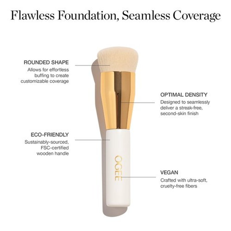 Ogee Foundation Brush - Professional Quality Makeup Brush - Ultra-Soft Base Brush with Vegan Bristles for Flawless Makeup Application - Premium Foundation Brush for Liquid Makeup