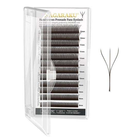 NAGARAKU W Eyelash Extension 3D Volume Premade 0.07mm C curl 8-12mm mix Faux Mink Dark Brown Cluster Easy Fanning yy Eye Lashes
