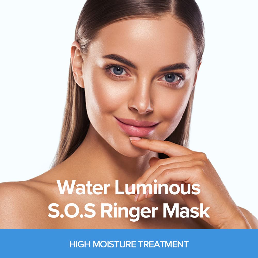 JMsolution Water Luminous SOS Ringer Mask Plus (10 Sheets, 35ml Each) | Intensive Hydration & Soothing Care Korean Sheet Mask | Water Glow Skin Care | K-Beauty Face Mask