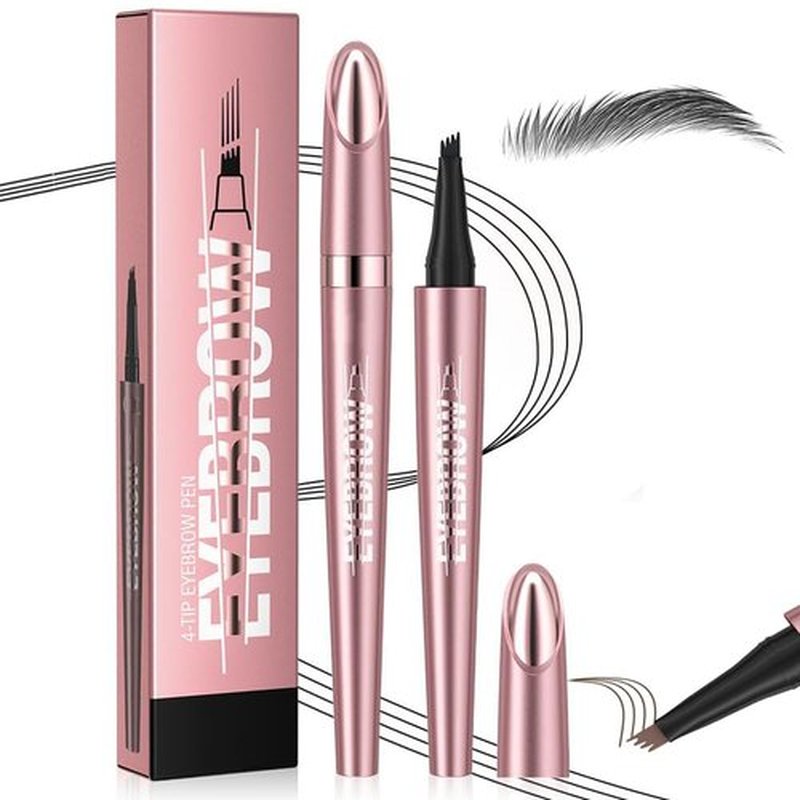 Upgrade Eyebrow Pen, 2024 New Waterproof Microblading Eyebrow Pencil Contouring Pen with 4 Tip Eye Brow Pen, Natural Makeup Fine Stroke Magic Eyebrow Pencil Stay on All Day (Gray)