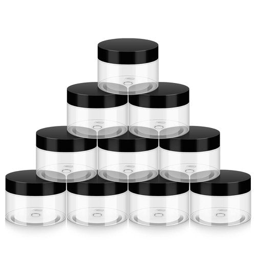 Becatocy 10 Pack 4 oz Plastic Container with Lids, BPA Free and Refillable Plastic Cosmetic Jars, Clear Travel Size Containers for Lotion, Cream, Powders, Body Butter, Bath Salts and Small Accessories