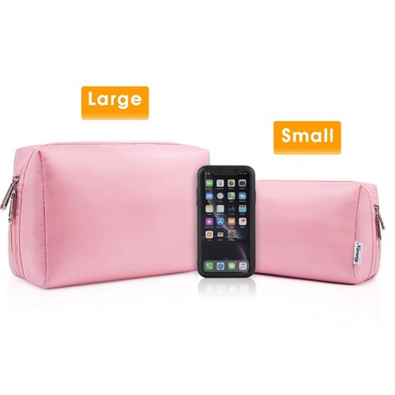 Large Makeup Bag Zipper Pouch Travel Cosmetic Organizer for Women (Large, Pink)