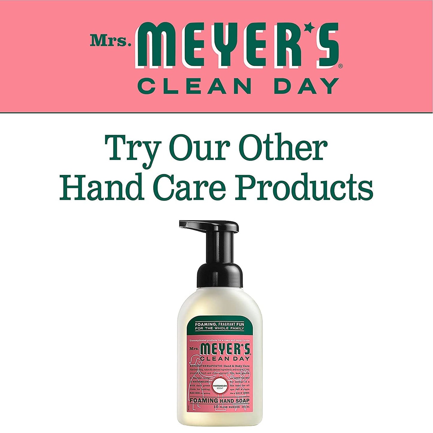 Mrs. MEYER'S CLEAN DAY Foaming Hand Soap, Watermelon Scent, 10 Fl oz. (Pack of 2)