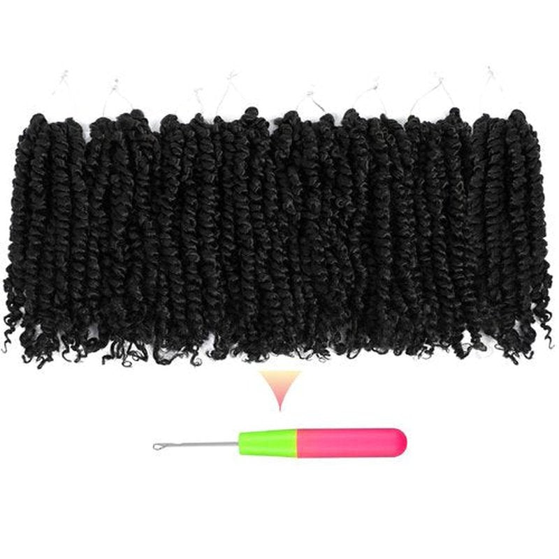 The BOHOBABE Pre-twisted Passion Twist Crochet Hair 6 Inch Short Pre-looped Crochet Passion Twist Braiding Hair 8 Packs (1#) 1#(Jet Black)