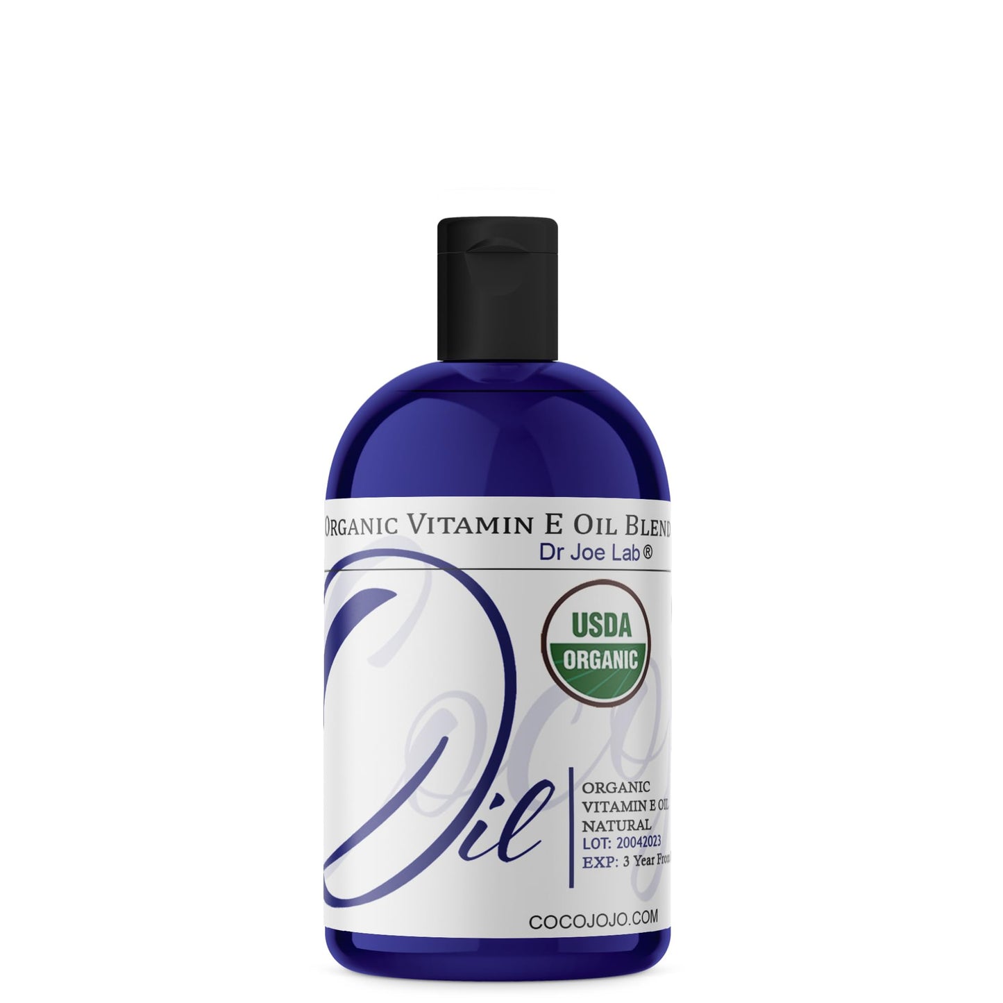 Dr Joe Lab Organic Vitamin E Oil for Skin, Hair, Face, Liquid Vitamin E Body Oil, Pure Natural Cold Pressed Unrefined, Moisturizes & Nourishes, Non-GMO - 4 Oz