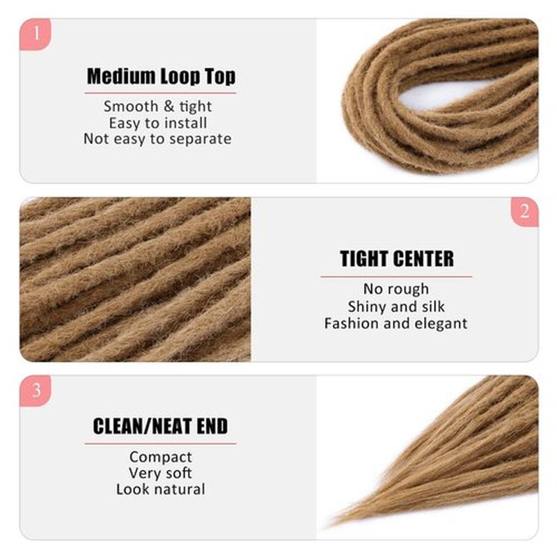 DAIRESS 24 Inch Double Ended Dreadlock Extensions Synthetic Dreads 10strands/pack Synthetic Braids Thin 0.6cm Soft Handmade Reggae Hair Hip-Hop Style Dread Extensions Locks Hair(10strands/pack,27#)
