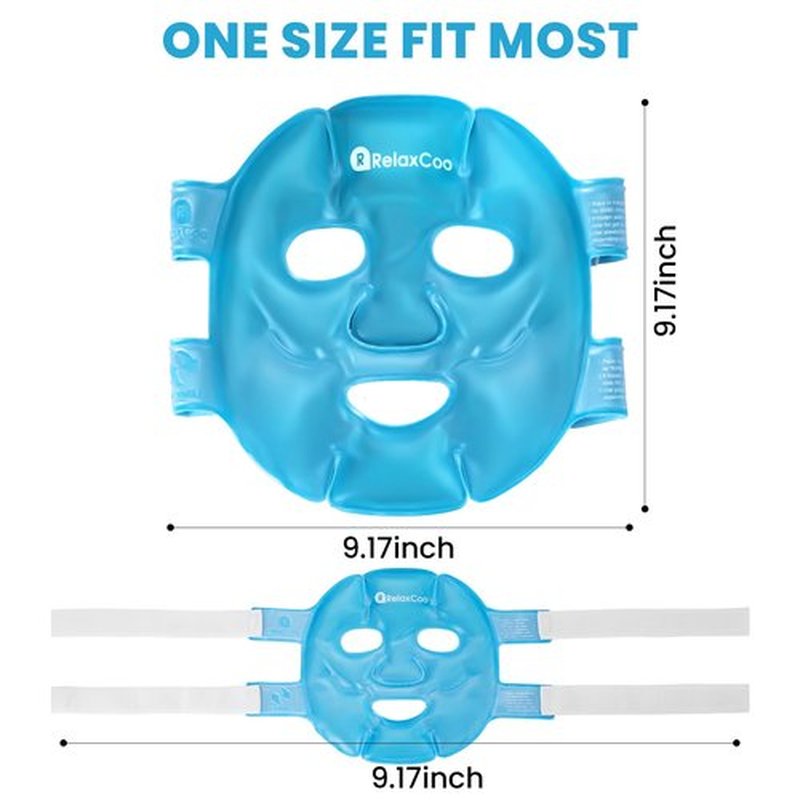 RelaxCoo Cold Face Eye Mask Ice Pack Reduce Face Puff,Dark Circles,Gel Hot Cold Compress,Face SPA for Woman Sleeping, Pressure, Headaches, Skin Care， Blue