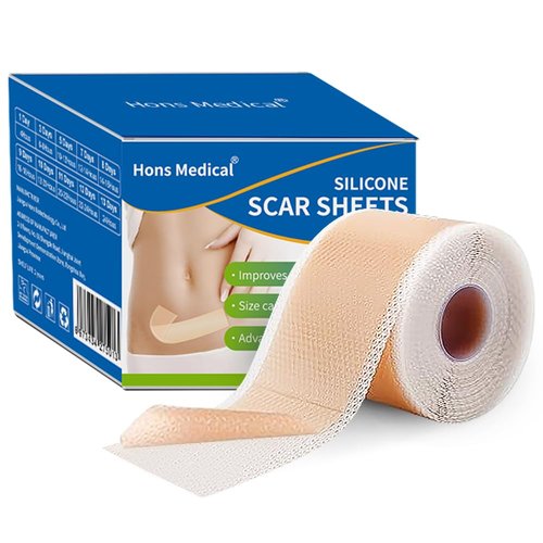 Medical Grade Silicone Scar Sheets 1.6"x 157" Roll-4M Keloid Scars Removal C-Section Scar Strip Painless Treatment Resuable Tummy Tuck Tape Professional for Surgical Incision,Acne,Burn Scar