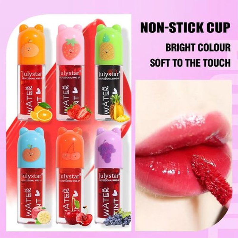 3 Colors Water Based Lip Stain Set，Dyeing Lip Liquid Lip Glaze，Multi-use Korean Moisturizing Velvet Mini Lip Glaze，Vivid Color Lip Stain with Weightless Long lasting Non-Stick Cup Waterproof