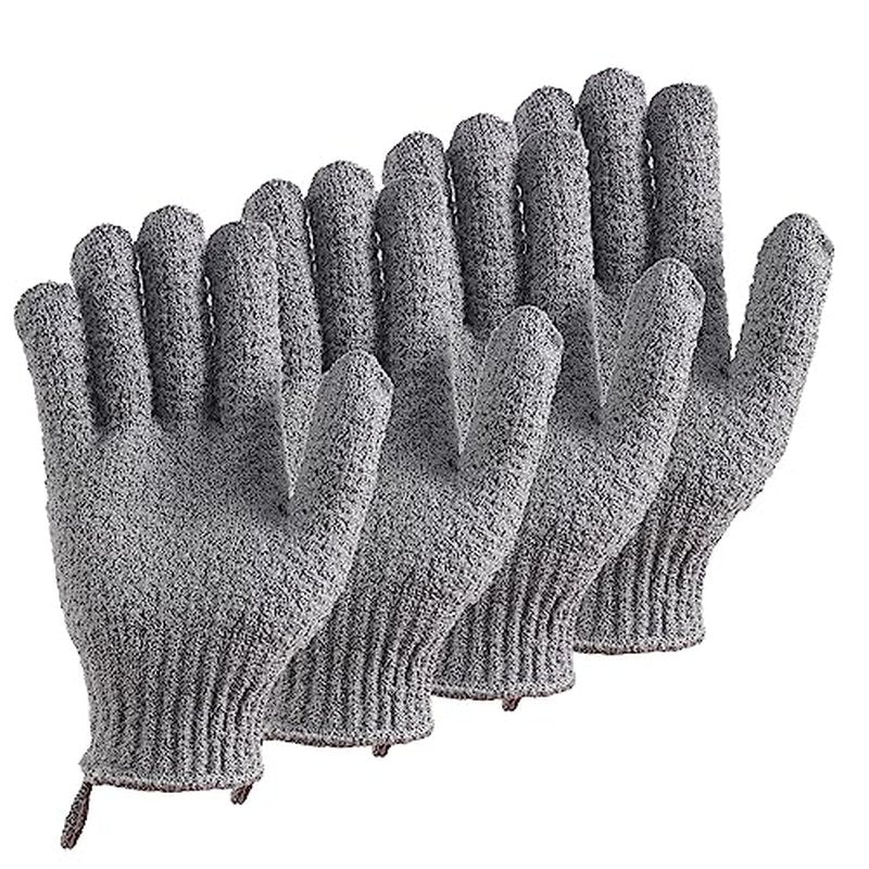 2 Pairs Bath Exfoliating Gloves for men and women – CLEEDY 4 Pcs Heavy and Large Exfoliating Gloves Scrubbing for Shower, Spa, Massage - Scrub Exfoliating Mitts for Body, Face, Hand and Foot (black)