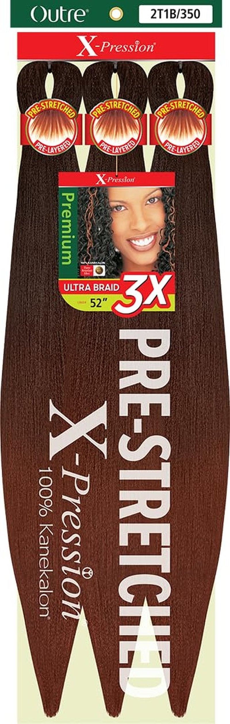 [5 PACK DEAL] Outre X-Pression Braid-Pre Stretched Braid 52" 3X 5 Packs (2T1B/350)
