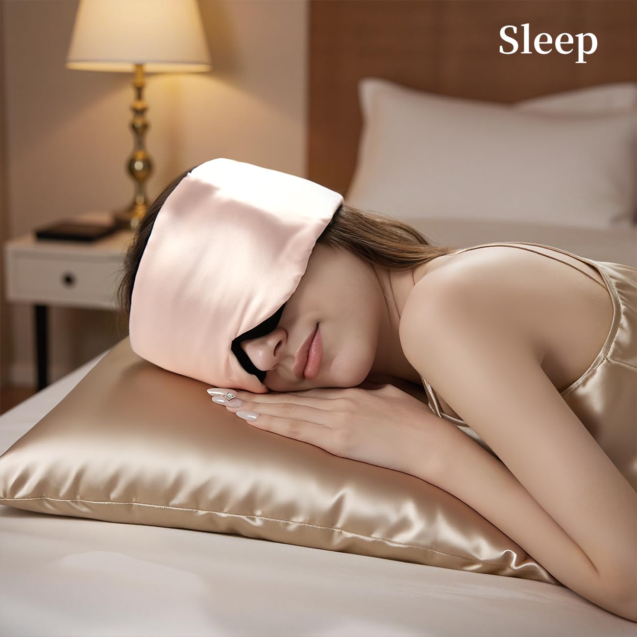 USlixury® 3D Contoured Silk Sleep Mask, Total Blackout&Zero Eye Pressure