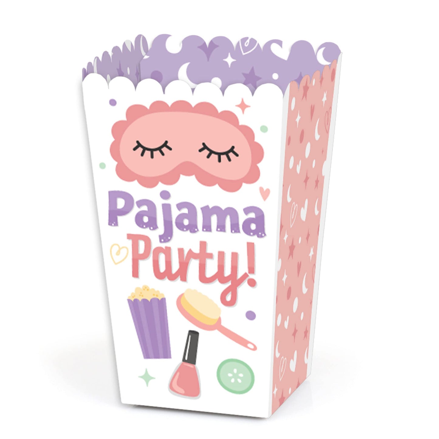 Big Dot of Happiness Pajama Slumber Party - Sleepover Favor Boxes, Birthday Party Popcorn Boxes, Treat Bag for Girls, Special Snack Box Set - 12 Ct