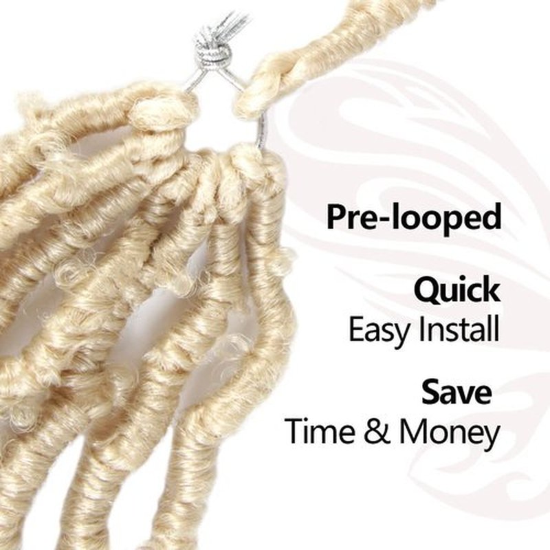 NISEYO NU Short Pre-looped Butterfly Locs Crochet Hair 12 Inch 8 Packs Light Weight & Soft Distressed Locs, 613#(Blonde)