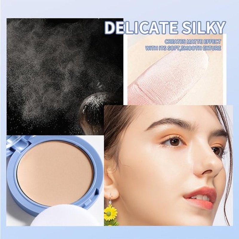 Oil Control Face Pressed Powder, Matte Perfection Pressed Powder, Waterproof Long Lasting Lightweight Finish Setting Face Powder, Cruelty-free, 0.35Oz (01# Classic ivory, One Size)