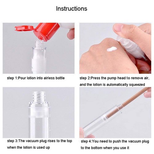 Wresty 12 Pcs Vacuum Lotion Bottles Plastic Empty Airless Pump Bottles Travel DIY Cosmetic Cream Pump Bottles Makeup Foundation Toiletries Liquid Vacuum Container (5ml)
