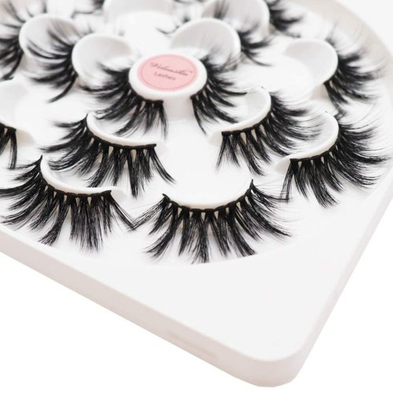 Veleasha Lashes Faux Mink Lashes Eyelashes Dramatic Look Spiky False Eyelashes Handmade Volume Fake Lashes Long Eye Lashes 7 Pairs Luxurious Fluffy Fake Eyelashes Pack (45A)