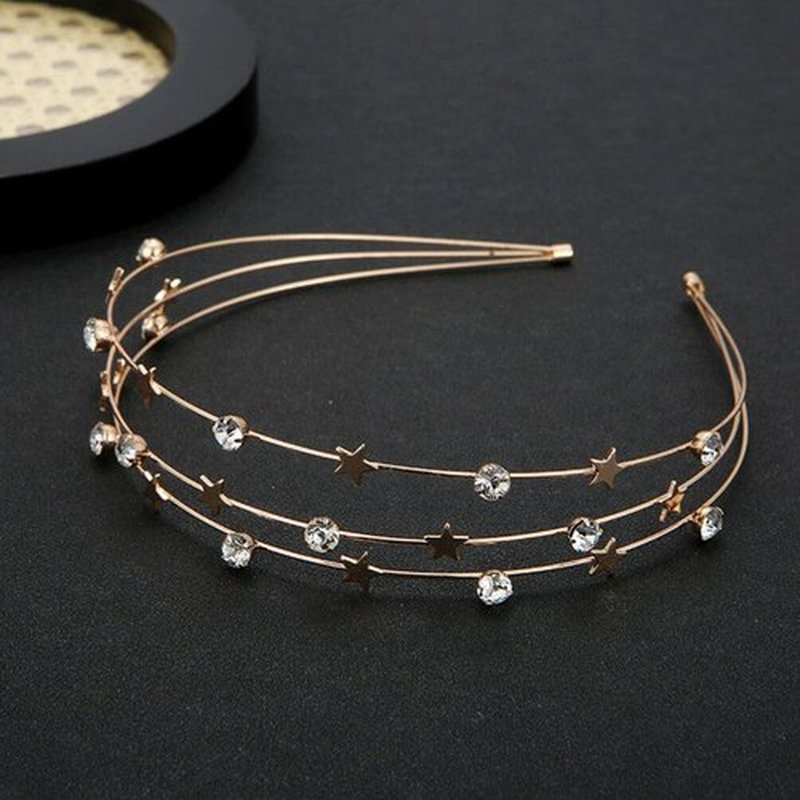 Beaupretty 3pcs Head Retro Accessories Metal and Design Star Decorative Headband Headbands Multi Party for Bridal Headband, Girl Tiara Shaped Wire Hair Women Wedding Hairbands Moon