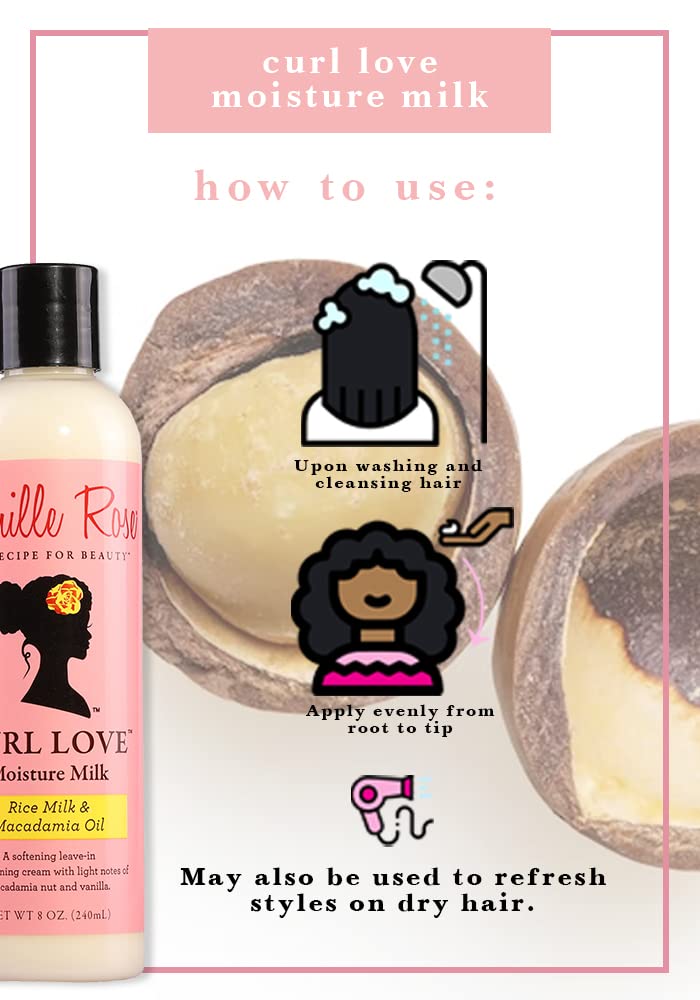 Camille Rose Leave-In Conditioner,Curl Love Moisture Milk – Curly Hair Moisture,Detangler,Frizz Control,8 Fl Oz,(Pack of 2)