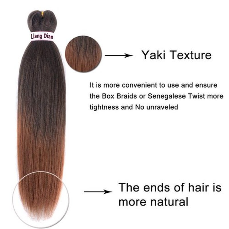 Liang Dian Pre-Stretched Braiding Hair 22 inch 6 packs Hot Water Setting Synthetic Hair Crochet Braiding Hair Extension (Ombre Brown)