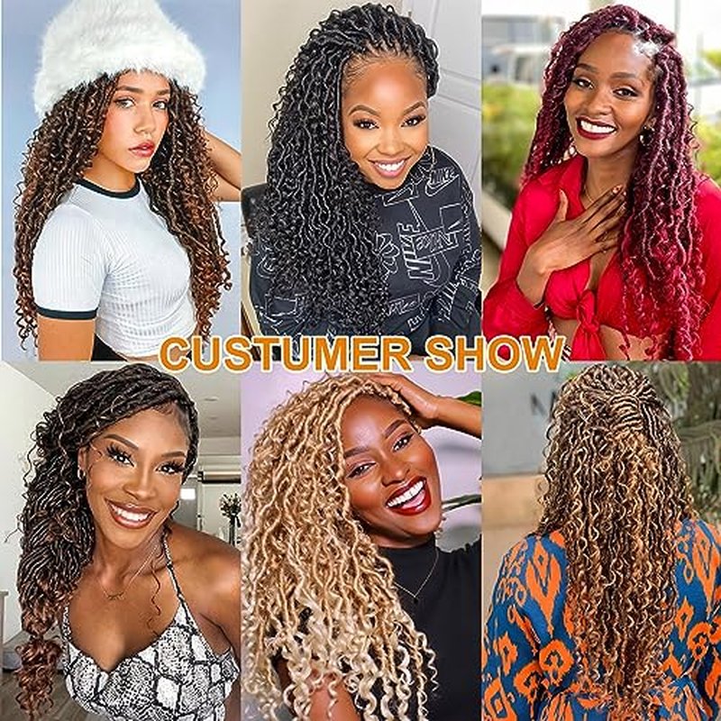 COOKOO 8 Packs Goddess Locs Crochet Braids Hair 14 Inch Pre-curled River Locs Crochet Hair Goddess Faux Locs Wavy Crochet Hair for Women Pre Looped Bohemian Locs Crochet Hair Extensions Tgrey#