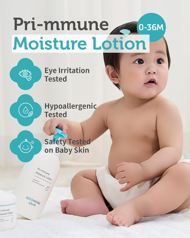 Goongbe Moisture Lotion - Korean Baby Body Moisturizer for Dry Skin | Hypoallergenic, Fast Absorbing, 11.8 oz